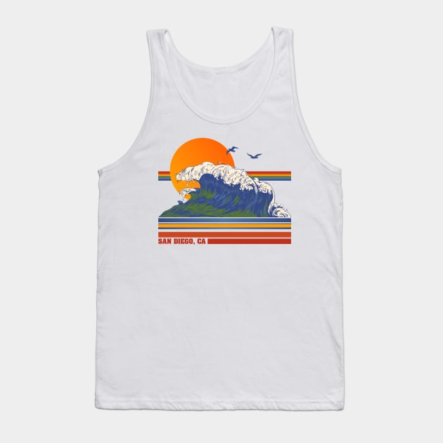 Retro San Diego CA 70s Style Tourist Souvenir Tank Top by darklordpug